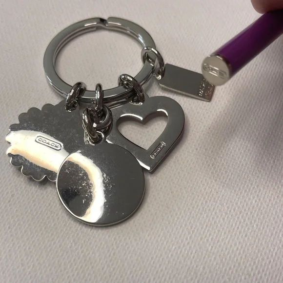 Coach Silver and Purple Charm Key Holder and Coach Pen - Picture 5 of 6